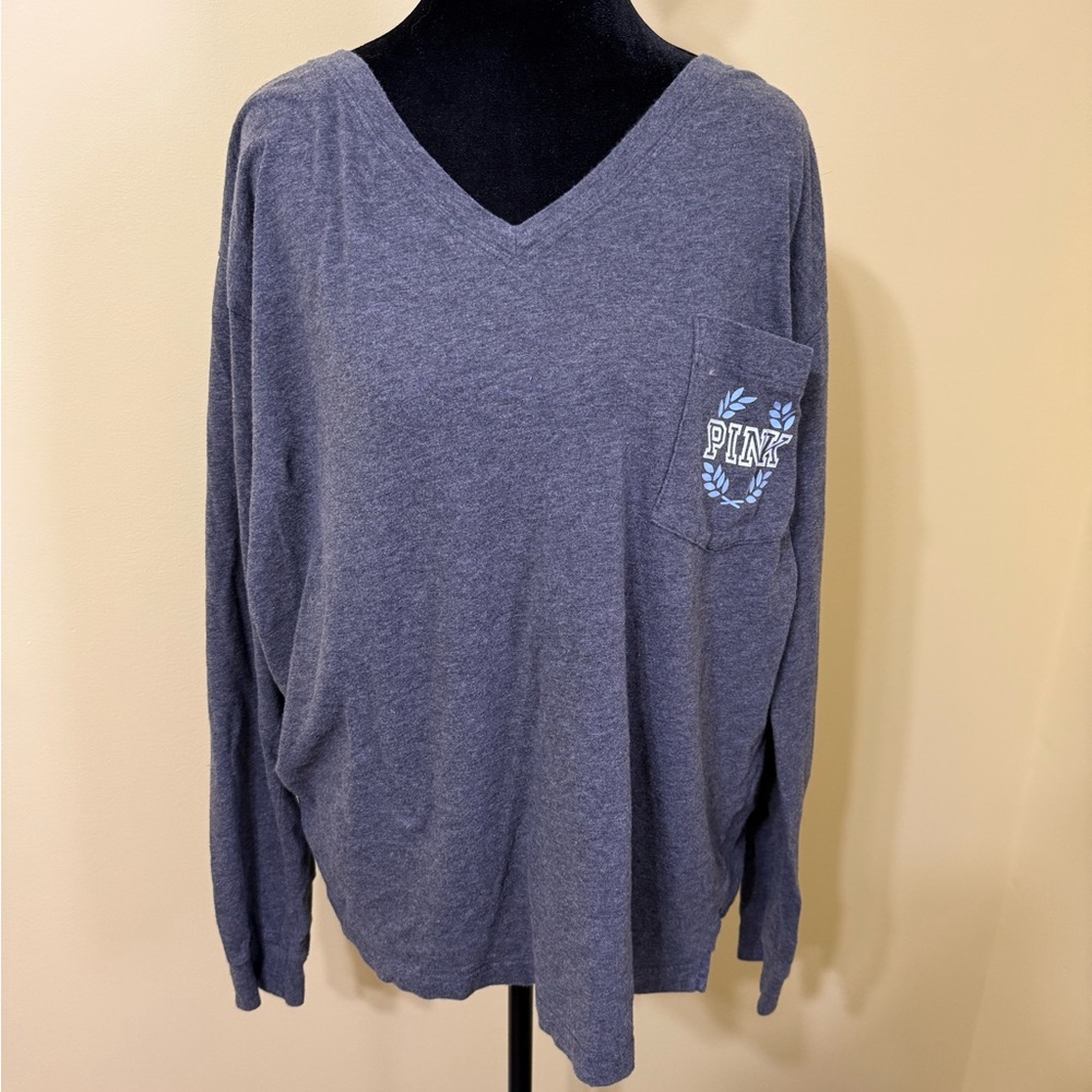 PINK Victoria's Secret Charcoal Long Sleeve Tee